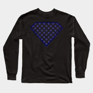 Yin Yang Diamond Design - Blue Color with a Ball Effect Pattern Long Sleeve T-Shirt